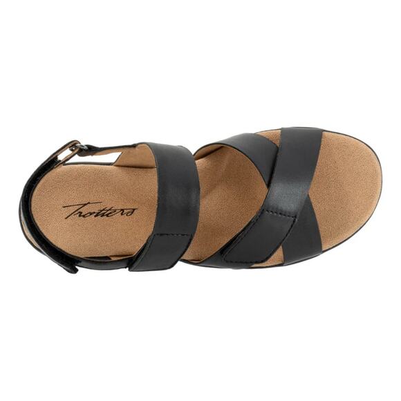 Trotters River Sandal Leather Shoe Strappy Summer Black Comfort Memory Foam 5.5 - Picture 8 of 12